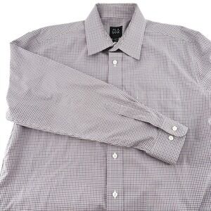 Jos.‎ A. Bank Mens L Tailored Fit Shirt  Gray Check Long Sleeve Button Front
